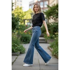 Urban Outfitters BDG Mid Rise Wide Leg‎ Jeans Lace Up Denim Sz 26 X 32 Y2K